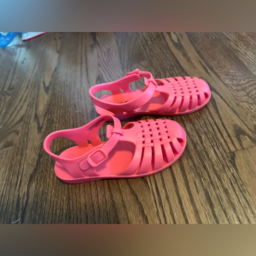 Cat & Jack Kids Coral Jelly Strappy Sandals 12